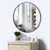 24" Wall Circle Mirror for Bathroom, Black Round Mirror for Wall, 24 inch Hanging Round Mirror for Living Room, Vanity, Bedroom - as picture