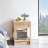 15.75" Rattan End table with drawer; Modern nightstand; side table for living roon; bedroom; natural - as Pic