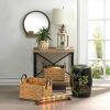 Round Wood Mirror with Shelf