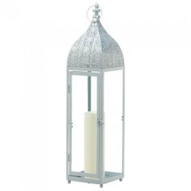 Silver Moroccan-Style Candle Lantern - 24 inches