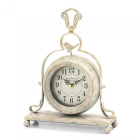 Antique-Style Table Clock with Bird