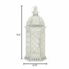 Lacy Cutout Distressed White Candle Lantern - 15.5 inches