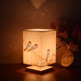 New Chinese Retro Style Bedside Night Light Warm (Option: Magpie-Power switch button-220V US)