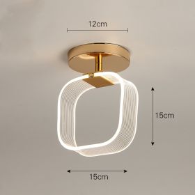 Creative Light Luxury Net Red Line Guide Ceiling Porch Lamp (Option: Gold-Square-warm light)