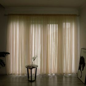 Simple And Modern Balcony Solid Color Gauze Curtain (Option: Beige-1x2.7Hook)