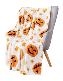 Halloween Pumpkin Bat Holiday Printing Flannel Blanket (Option: )