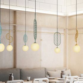 Simple Bar Restaurant Study Cafe Macaron Leaf Chandelier (Option: Half moon black-Belt bulb)