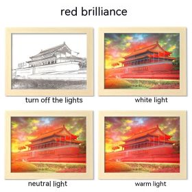 LED Luminous USB Interface Picture Frame Decorative Painting Bedroom Bedside Small Night Lamp Decoration (Option: Red Brilliance-23x32cm)