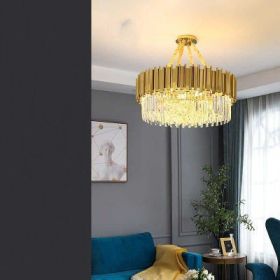 Chandelier Crystal Whole House Package Combination Living Room (Option: Round single layer 75CM-With three color dimming)