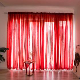 Simple And Modern Balcony Solid Color Gauze Curtain (Option: Red-2.5x2.7Hook)