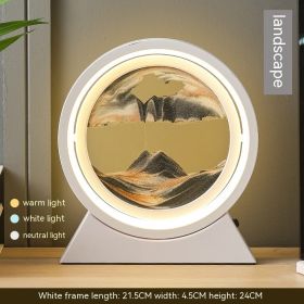 Quicksand Painting Hourglass Decoration Small Night Lamp Atmosphere Gift (Option: Rechargeable-White Frame Black White Sand)