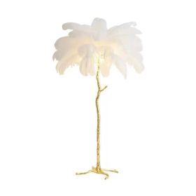 Decorative Resin Feather Floor Lamp For Living Room And Bedroom (Option: White-AU)