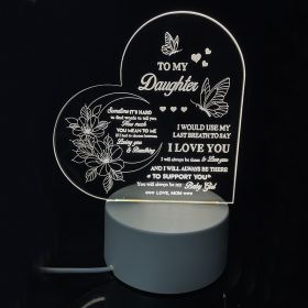 Creative 3D Night Heart Shaped Blessing Language USB Small Table Lamp (Option: Color24-Monochrome USB)