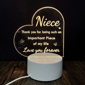 Creative 3D Night Heart Shaped Blessing Language USB Small Table Lamp (Option: Color32-Three color USB)