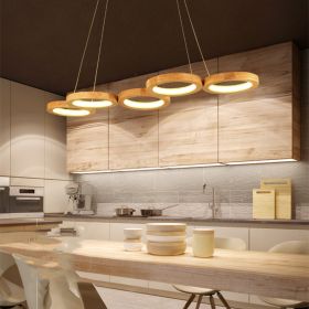 Simplicity Solid Wood Dining Pendant Circle (Option: Stepless dimming-5heads)