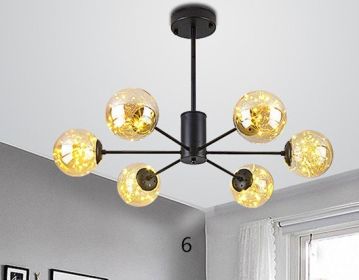 Star Magic Bean Glass Chandelier (Option: 6Black-Amber)