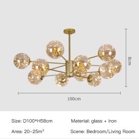 Star Magic Bean Glass Chandelier (Option: 12Gold-Amber)