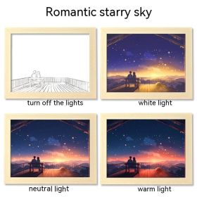 LED Luminous USB Interface Picture Frame Decorative Painting Bedroom Bedside Small Night Lamp Decoration (Option: Romantic Starry Sky-23x32cm)