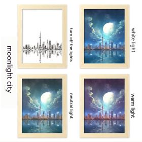 LED Luminous USB Interface Picture Frame Decorative Painting Bedroom Bedside Small Night Lamp Decoration (Option: Moonlight City-17x22cm)