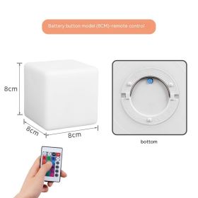 Mini Square Seven-color Night Light Stage Props (Option: 80mmBattery button remote)