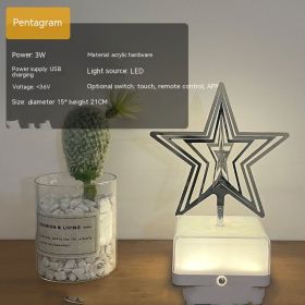 Creative Three-dimensional Rotating Ambience Light Bedroom (Option: Monochrome-Five Pointed Star-USB)