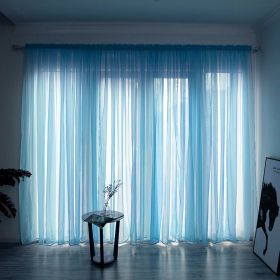 Simple And Modern Balcony Solid Color Gauze Curtain (Option: Sky Blue-1.5x2.7Hook)