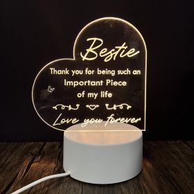 Creative 3D Night Heart Shaped Blessing Language USB Small Table Lamp (Option: Color30-Three color USB)