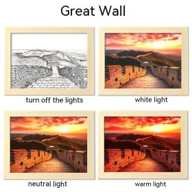 LED Luminous USB Interface Picture Frame Decorative Painting Bedroom Bedside Small Night Lamp Decoration (Option: Great Wall-17x22cm)