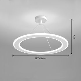 Simple Modern Circular Bedroom Study Chandelier (Option: White-White light-410x410mm)