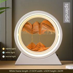 Quicksand Painting Hourglass Decoration Small Night Lamp Atmosphere Gift (Option: Rechargeable-White Frame Orange Sand)