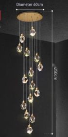 Duplex Stair Long Crane Crystal Lamp (Option: Warm Light-20 Heads)