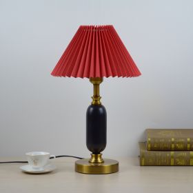 Warm Chinese Style Ceramic Wedding Master Bedroom Decorative Lamp (Option: Red-button switch-AU)