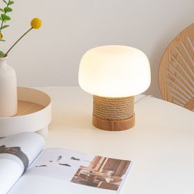 Japanese Cream Mushroom Table Lamp Ins Nordic Log Style (Option: Button Switch-Table Lamp-UK)