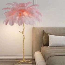 Decorative Resin Feather Floor Lamp For Living Room And Bedroom (Option: Pink-AU)