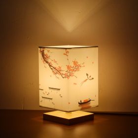 New Chinese Retro Style Bedside Night Light Warm (Option: Red plum Annunciation-Power switch button-220V US)