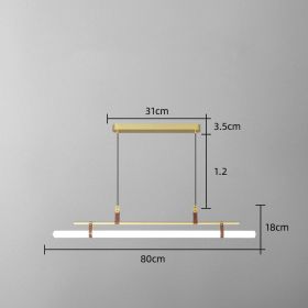 One Line Hanging Lamp For Restaurant Bar Counter (Option: Gold-80cm-Tricolor dimming)