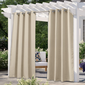 Solid Color Outdoor Waterproof And Sun Protection UV Protection High Precision Black Silk Shading Curtain (Option: Beige-107 × 213cm)