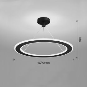 Simple Modern Circular Bedroom Study Chandelier (Option: Black-Trichromatic light-410x410mm)