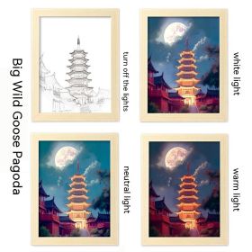 LED Luminous USB Interface Picture Frame Decorative Painting Bedroom Bedside Small Night Lamp Decoration (Option: Big Wild Goose Pagoda-23x32cm)