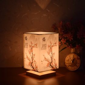 New Chinese Retro Style Bedside Night Light Warm (Option: Plum-Power switch button-220V US)