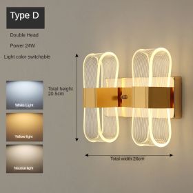 Golden Nordic Style Wall Lamp Lighting Fixture (Option: Golden doubleheaded twill-220V)