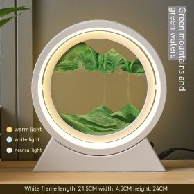 Quicksand Painting Hourglass Decoration Small Night Lamp Atmosphere Gift (Option: Rechargeable-White Frame Green Sand)