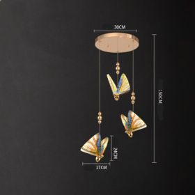 Butterfly Chandelier Bedside Enamelled Dining Hall Staircase (Option: Colorful 3head disc-Neutral light)