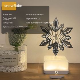 Creative Three-dimensional Rotating Ambience Light Bedroom (Option: Monochrome-Snowflake-USB)