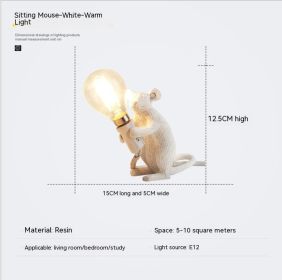 Resin Animal Mini Mouse Decorative Lamp (Option: EU Without Light Source-White Sitting Mouse)