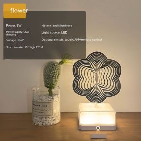 Creative Three-dimensional Rotating Ambience Light Bedroom (Option: Monochrome-Flower-USB)