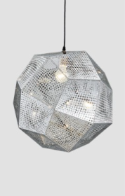 Pendant Modern Simple Grid Light Shadow Polyhedral Ball (Option: Silver-81.5cm)