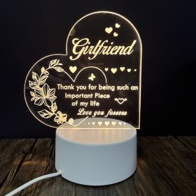 Creative 3D Night Heart Shaped Blessing Language USB Small Table Lamp (Option: Color29-Three color USB)